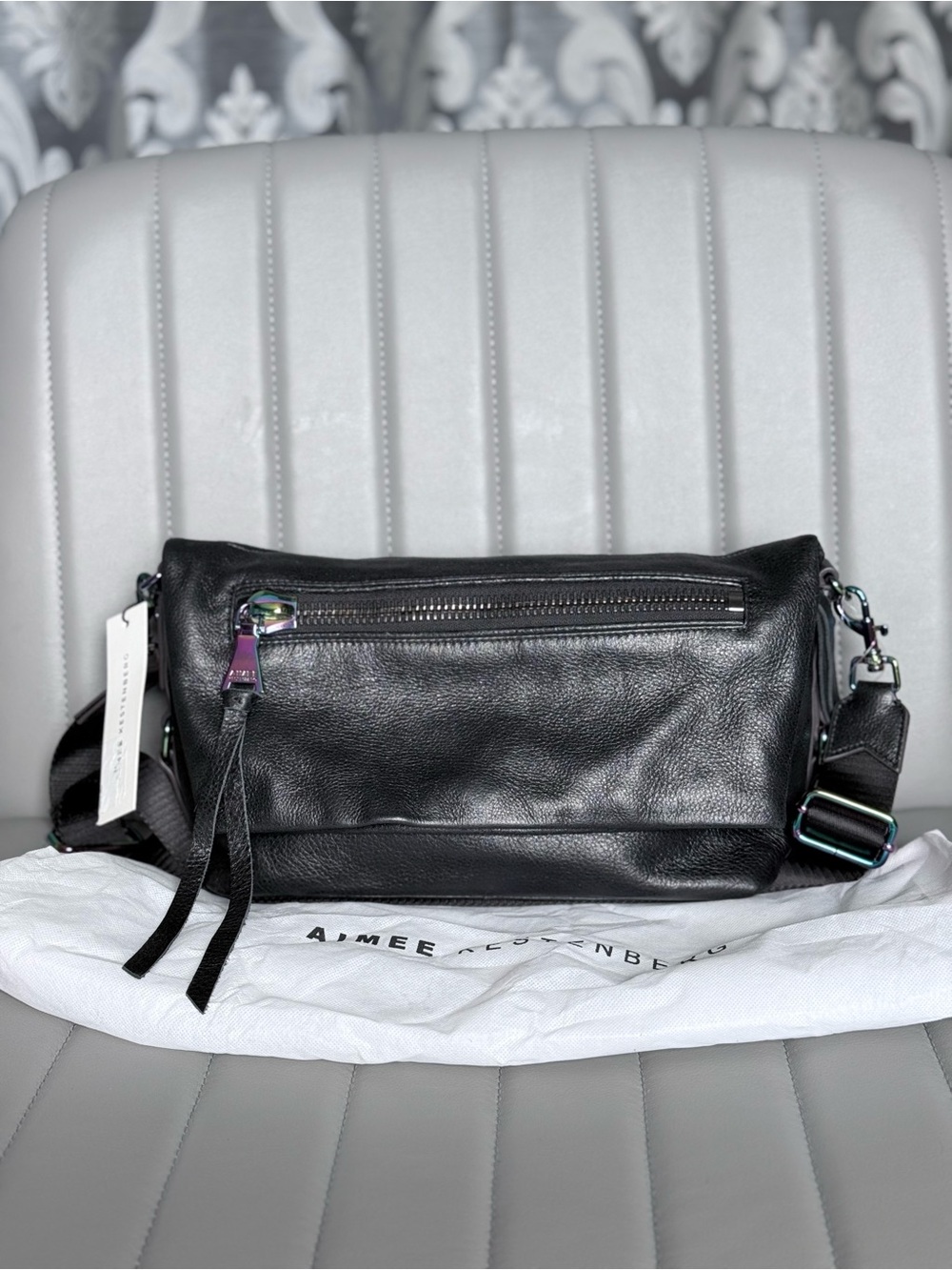 Aimee Kestenberg Bowery Flap Leather Shoulder Bag Iridescent East West
